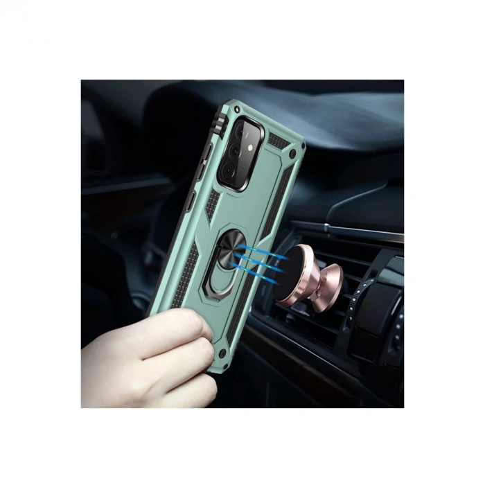 Samsung Galaxy A72 Kılıf Sofya Yüzüklü Silikon Kapak - Yeşil