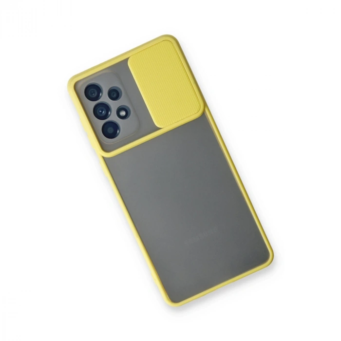 Samsung Galaxy A73 5g Kılıf Palm Buzlu Kamera Sürgülü Silikon - Sarı