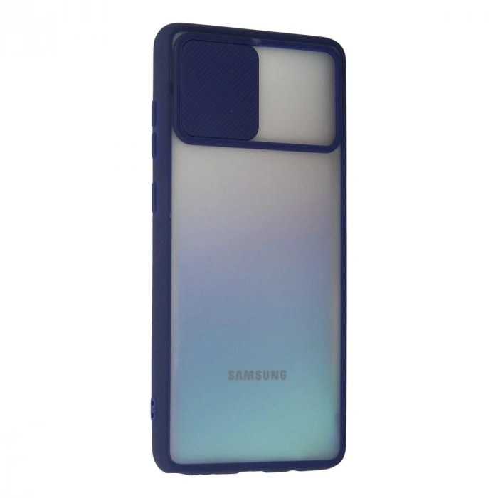 Samsung Galaxy A81 / Note 10 Lite Kılıf Palm Buzlu Kamera Sürgülü Silikon - Lacivert