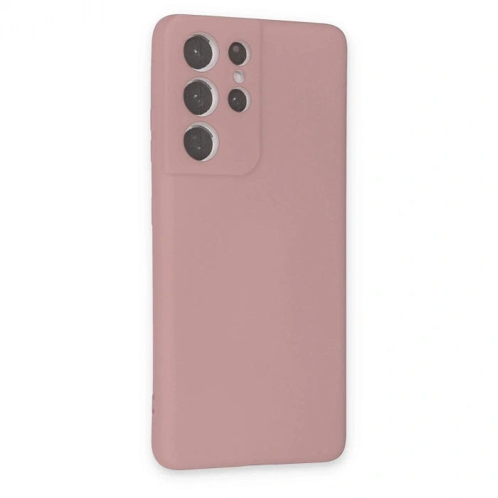 Samsung Galaxy S21 Ultra Kılıf Nano İçi Kadife Silikon - Pudra