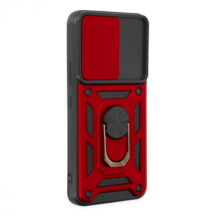 Samsung Galaxy S22 Kılıf Pars Lens Yüzüklü Silikon - Kırmızı