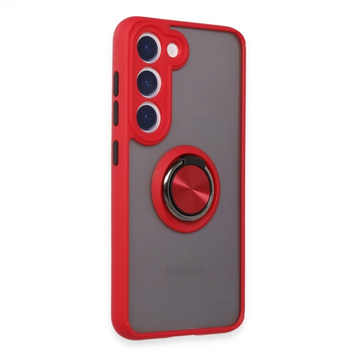 Samsung Galaxy S23 Kılıf Montreal Yüzüklü Silikon Kapak - Kırmızı
