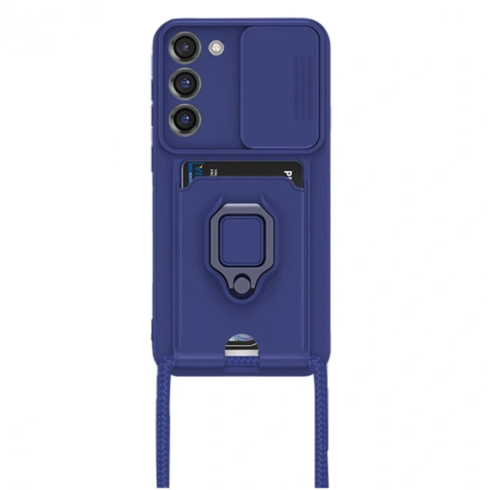 Samsung Galaxy S23 Plus Kılıf Zuma Kartvizitli Yüzüklü Silikon - Lacivert
