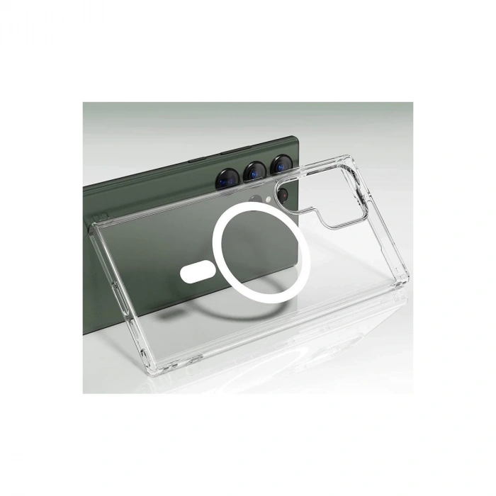 Samsung Galaxy S23 Ultra Kılıf Magneticsafe Şeffaf Silikon - Şeffaf