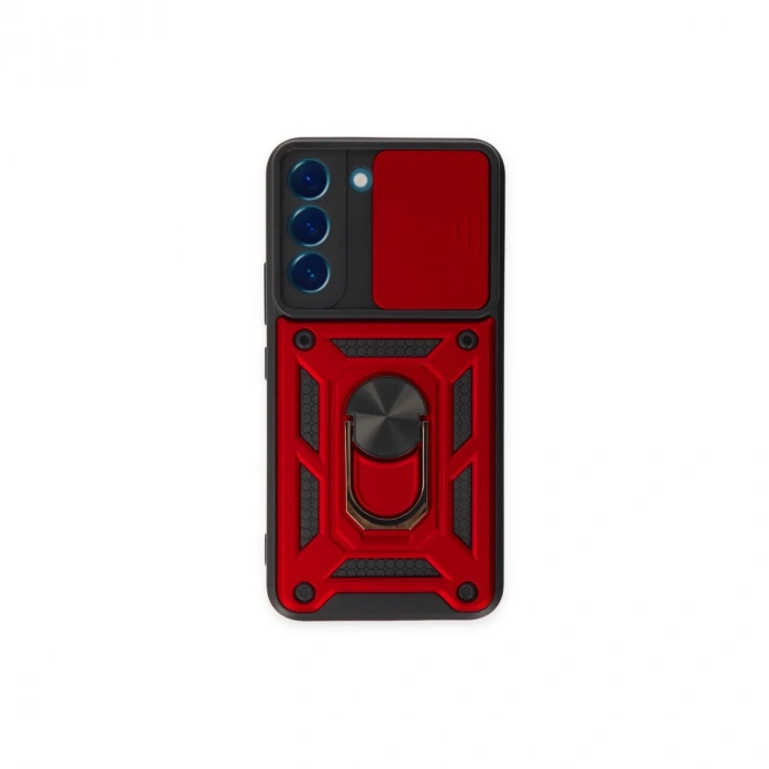 Samsung Galaxy S24 Kılıf Pars Lens Yüzüklü Silikon - Kırmızı