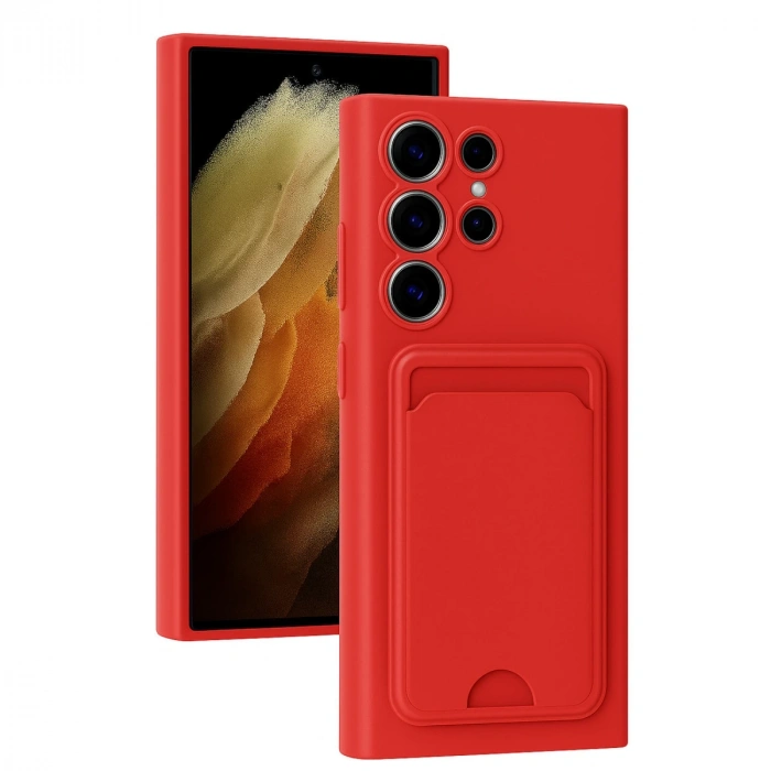 Samsung Galaxy S24 Ultra Kılıf Kelvin Kartvizitli Silikon - Kırmızı