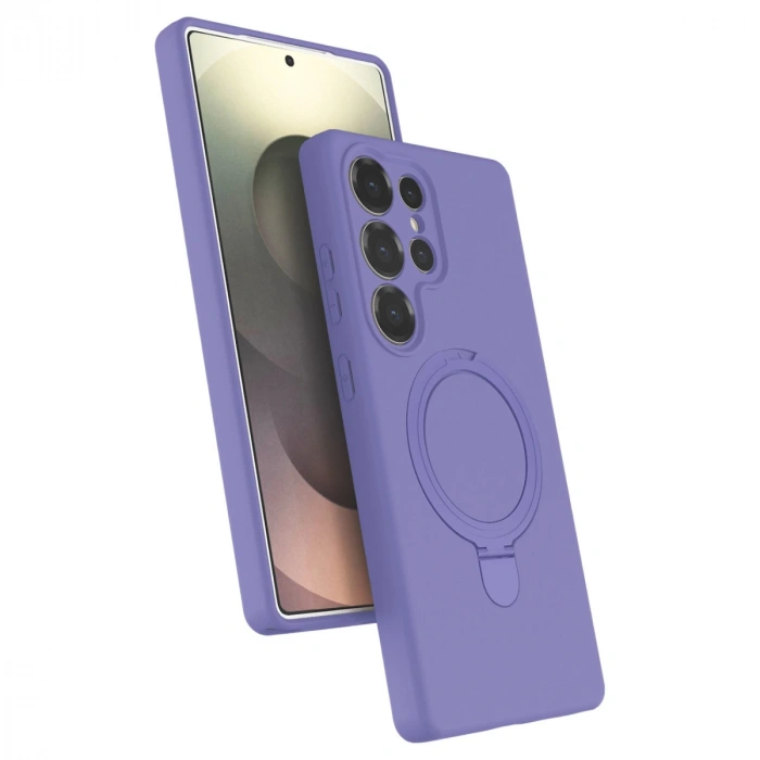 Samsung Galaxy S24 Ultra Regal Magsafe Standlı Kapak - Lila