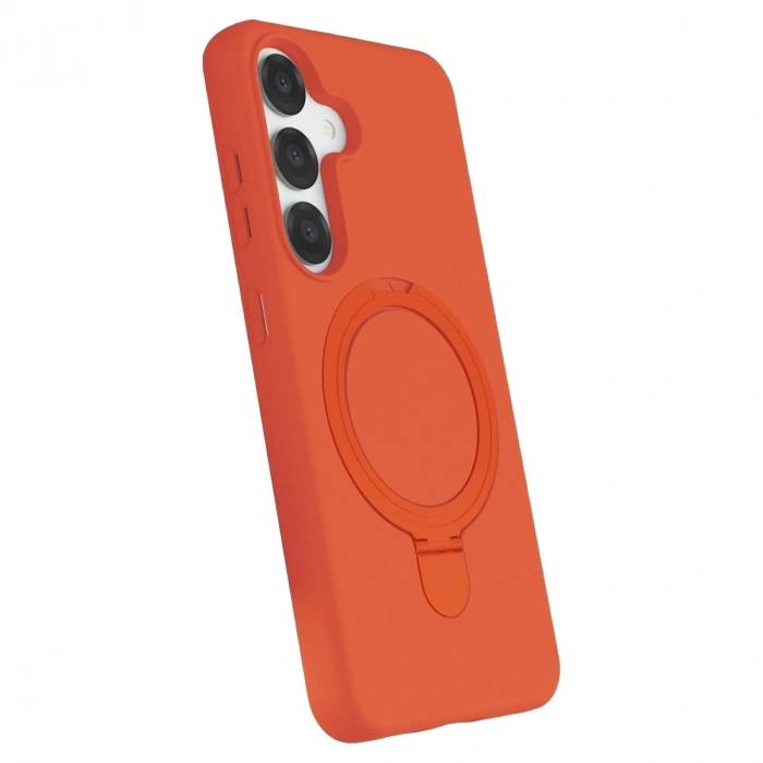 Samsung Galaxy S25 Regal Magsafe Standlı Kapak - Turuncu