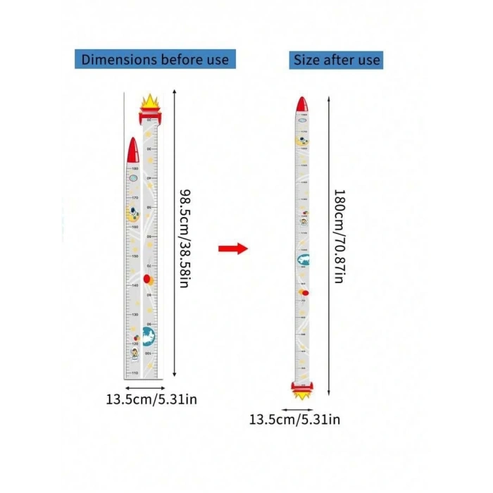 Sevimli Sarı Zürafa   Yeşil Dinazor   Deniz Kızı   Roket  Ağaç Boy Ölçüsü Sticker