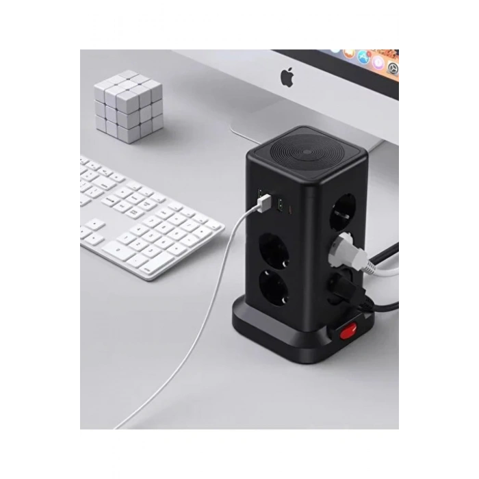 Wp711 Akım Korumalı Priz Kablosuz Şarj İstasyonu 11x Soket 3x Usb 1xtype-c Kablolu Grup Priz