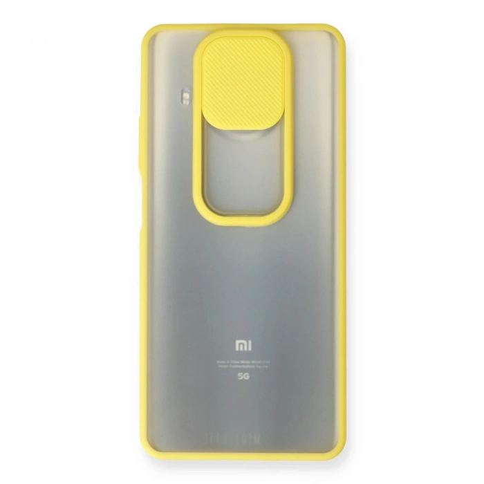 Xiaomi Mi 10t Lite Kılıf Palm Buzlu Kamera Sürgülü Silikon - Sarı