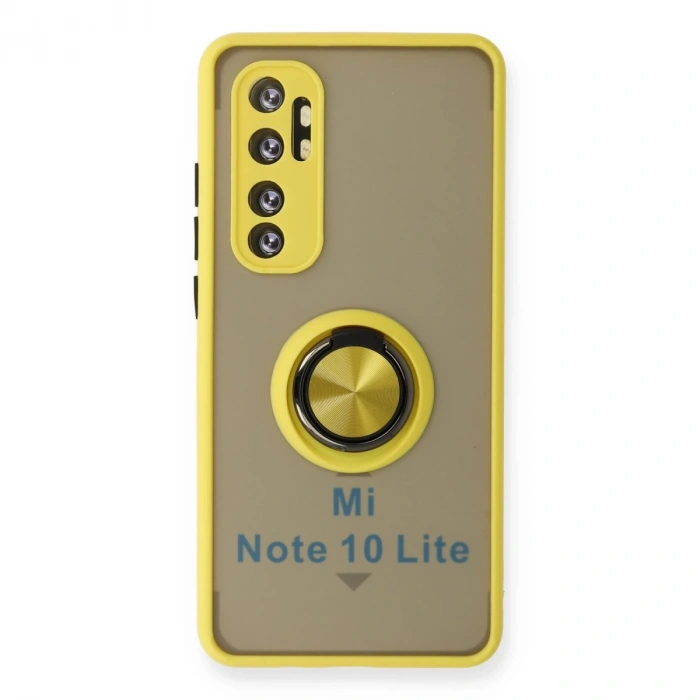 Xiaomi Mi Note 10 Lite Kılıf Montreal Yüzüklü Silikon Kapak - Sarı
