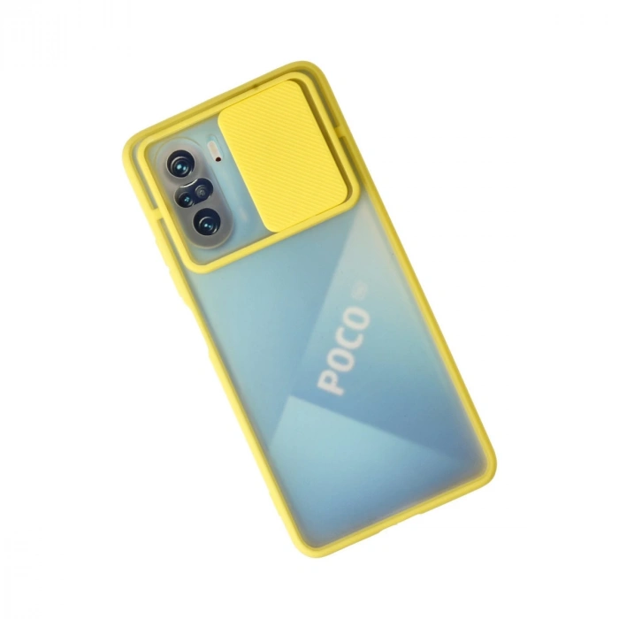 Xiaomi Poco F3 Kılıf Palm Buzlu Kamera Sürgülü Silikon - Sarı