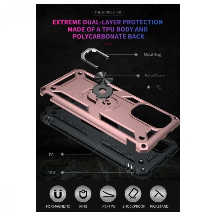 Xiaomi Poco F3 Kılıf Sofya Yüzüklü Silikon Kapak - Rose