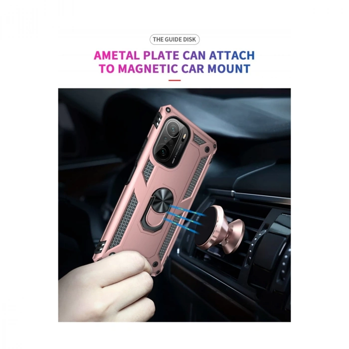 Xiaomi Poco F3 Kılıf Sofya Yüzüklü Silikon Kapak - Rose