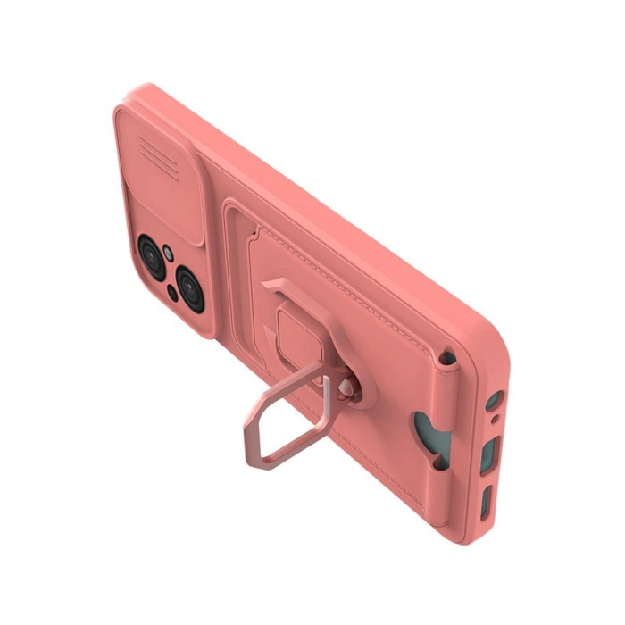 Xiaomi Poco M5 Kılıf Zuma Kartvizitli Yüzüklü Silikon - Pembe