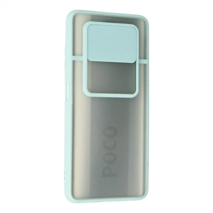 Xiaomi Pocophone X3 Kılıf Palm Buzlu Kamera Sürgülü Silikon - Turkuaz