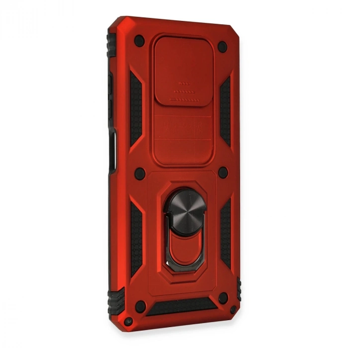 Xiaomi Pocophone X3 Kılıf Pars Lens Yüzüklü Silikon - Kırmızı