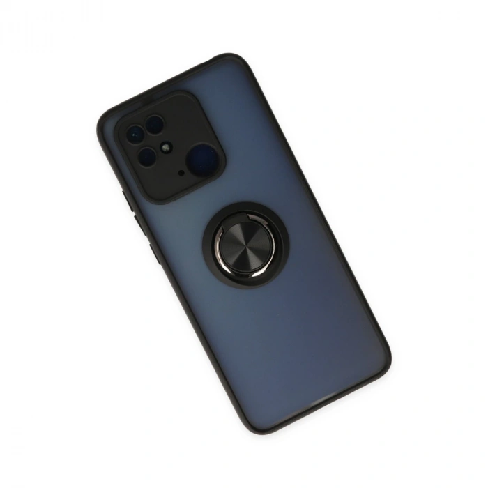 Xiaomi Redmi 10c Kılıf Montreal Yüzüklü Silikon Kapak - Siyah