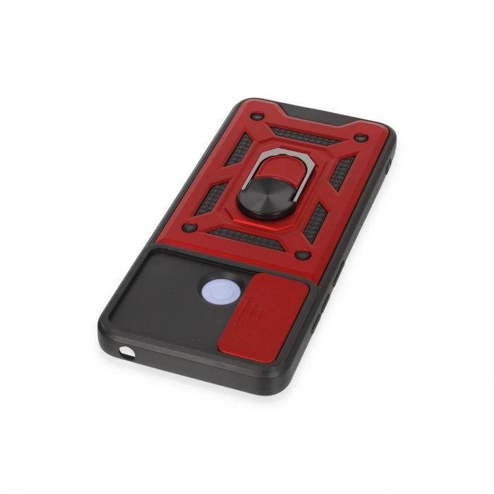 Xiaomi Redmi 12c Kılıf Pars Lens Yüzüklü Silikon - Kırmızı