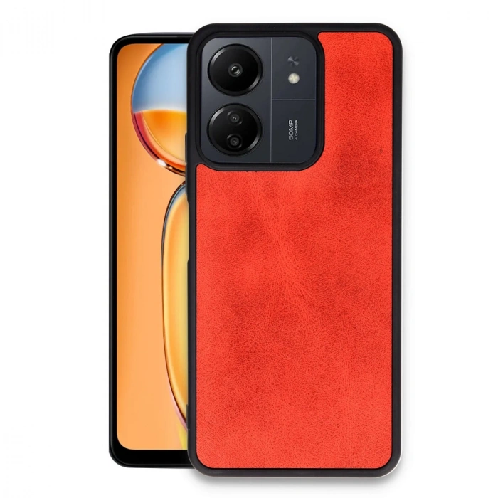 Xiaomi Redmi 13c Kılıf Aras Deri Kapak - Kırmızı
