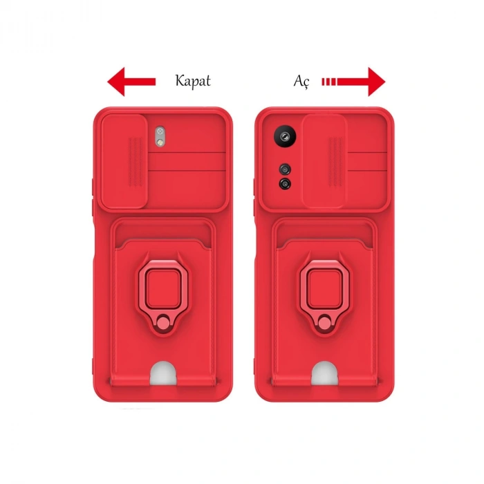 Xiaomi Redmi 13c Kılıf Zuma Kartvizitli Yüzüklü Silikon - Yeşil