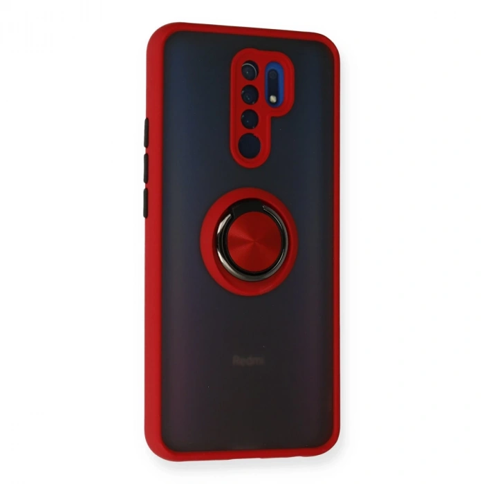 Xiaomi Redmi 9 Kılıf Montreal Yüzüklü Silikon Kapak - Kırmızı