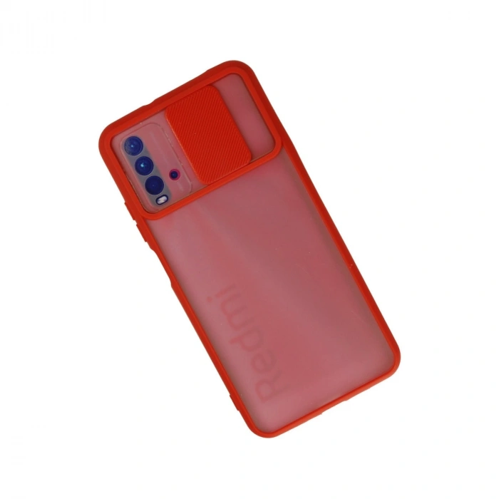 Xiaomi Redmi 9t Kılıf Palm Buzlu Kamera Sürgülü Silikon - Kırmızı
