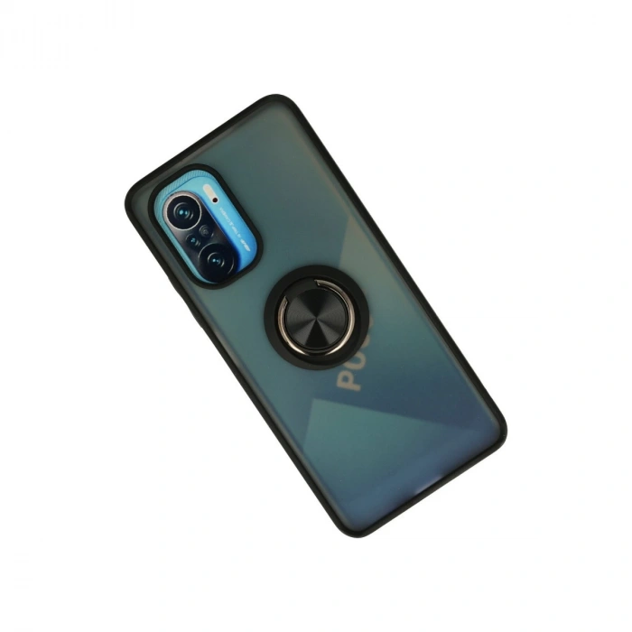 Xiaomi Redmi K40 Kılıf Montreal Yüzüklü Silikon Kapak - Siyah