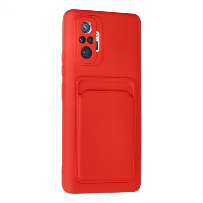 Xiaomi Redmi Note 10 Pro Kılıf Kelvin Kartvizitli Silikon - Kırmızı