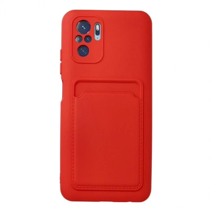 Xiaomi Redmi Note 10s Kılıf Kelvin Kartvizitli Silikon - Kırmızı