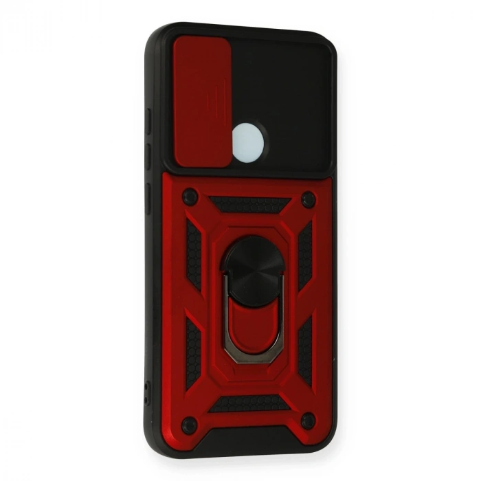 Xiaomi Redmi Note 8 Kılıf Pars Lens Yüzüklü Silikon - Kırmızı