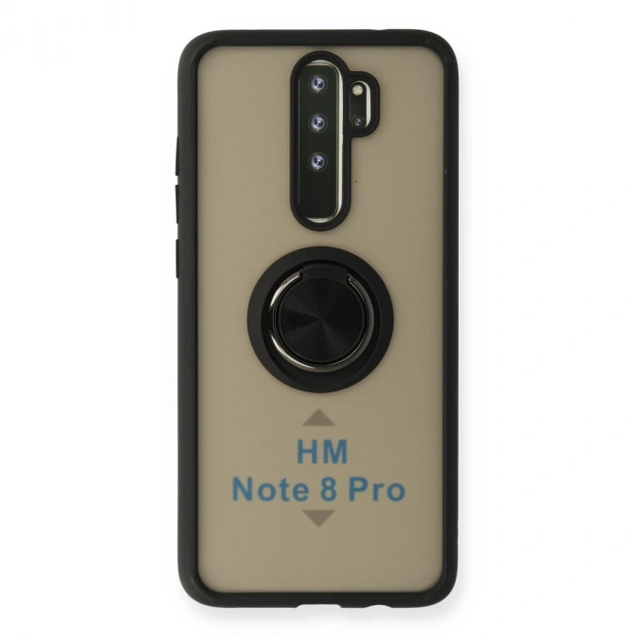 Xiaomi Redmi Note 8 Pro Kılıf Montreal Yüzüklü Silikon Kapak - Siyah