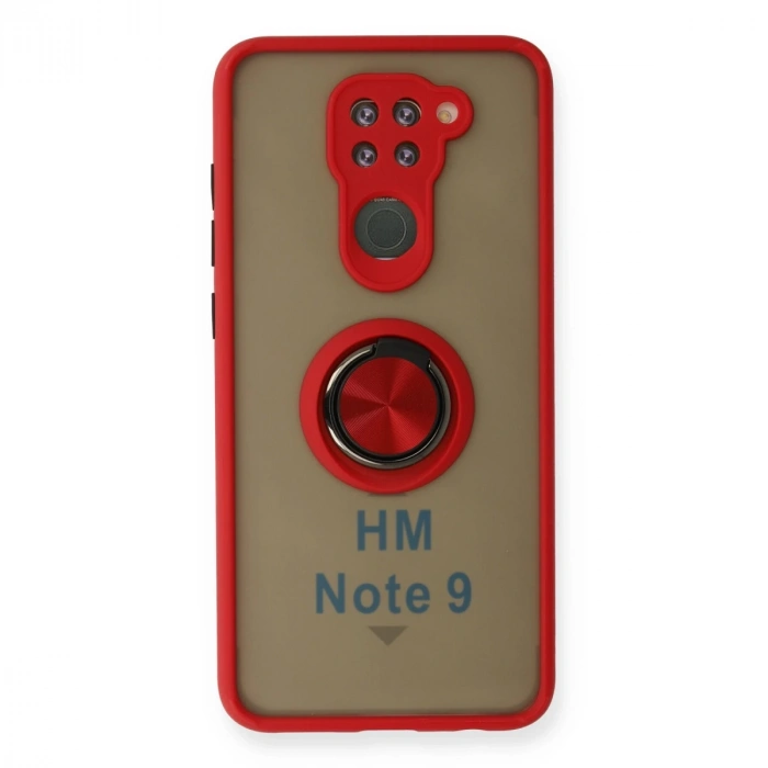 Xiaomi Redmi Note 9 Kılıf Montreal Yüzüklü Silikon Kapak - Kırmızı