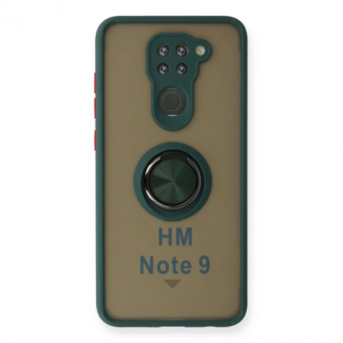 Xiaomi Redmi Note 9 Kılıf Montreal Yüzüklü Silikon Kapak - Yeşil