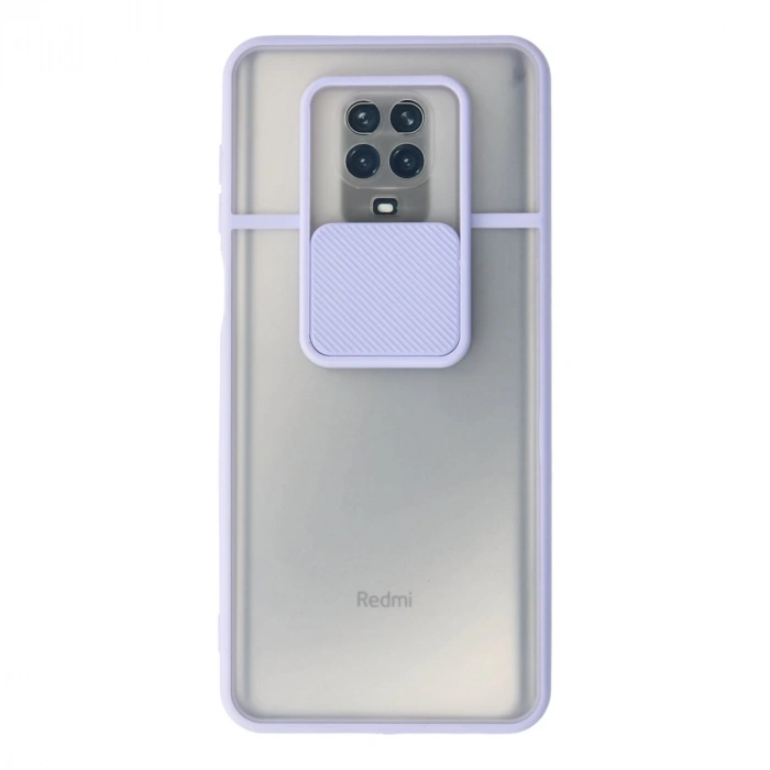 Xiaomi Redmi Note 9 Pro Kılıf Palm Buzlu Kamera Sürgülü Silikon - Lila