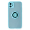 İphone 11 Kılıf Montreal Yüzüklü Silikon Kapak - Buz Mavi