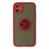 İphone 11 Kılıf Montreal Yüzüklü Silikon Kapak - Kırmızı