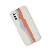 Samsung Galaxy A03s Kılıf Ebruli Lansman Silikon - Beyaz-turuncu