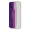 Samsung Galaxy A03s Kılıf Ebruli Lansman Silikon - Mor-beyaz