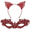 Şık Kırmızı Dantel Maske Ve Taç Seti 5 No – Maskeli Balo  Özel Etkinlikler