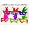 Renkli Parti Maskesi 639lı | Tüylü Karton Maske Seti (lastikli)