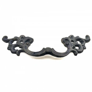 Antika Tarz Dekoratif Pirinç Çiçek Kapı Kulbu - 44x148 Mm, Oksit