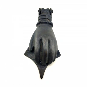 Antika Tarz Dekoratif Pirinç El Kapı Tokmağı, Taktak - 167x75 Mm, Oksit