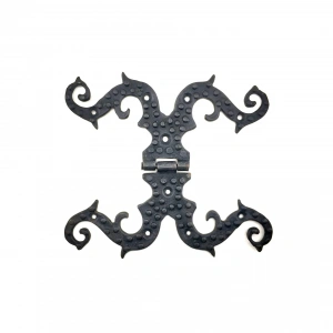 Antika Tarz Dekoratif Pirinç Süslü Menteşe - 190x170 Mm, Oksit