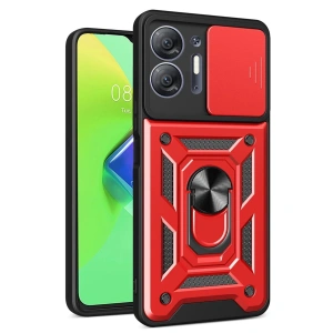 İnfinix Hot 30 5g Kılıf Pars Lens Yüzüklü Silikon - Kırmızı