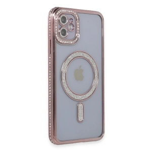 İphone 11 Kılıf Joke Simli Magneticsafe Kılıf - Pembe