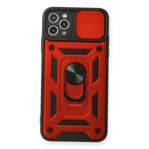 İphone 11 Pro Kılıf Pars Lens Yüzüklü Silikon - Kırmızı