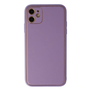 İphone 12 Kılıf Coco Deri Silikon Kapak - Lila