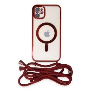 İphone 12 Kılıf Divo Lazer Askılı Magsafe Kapak - Kırmızı